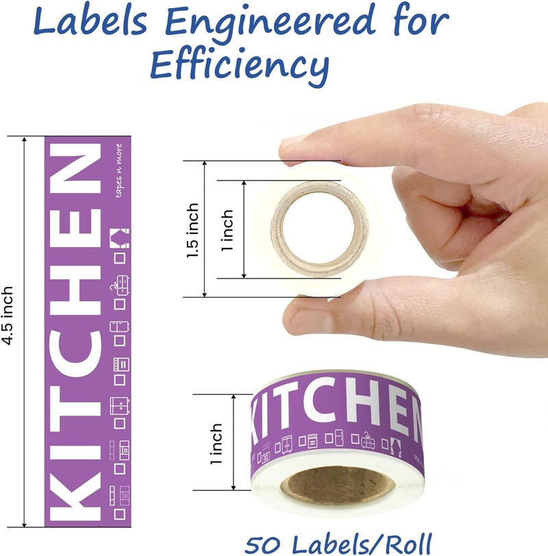Tapes n More 250 Home Moving Labels for 1 Bedroom — 5 Color-Coded Room Labels (50 Each) + Fragile Stickers for Moving Boxes, Supplies, Wardrobe Boxes, Apartment Moves - Image 3
